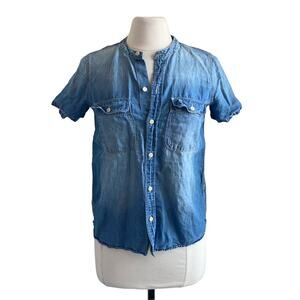 MADEWELL Chambray Shirt Womens Sz XS Classic Preppy Academia Cowboy Tuxedo